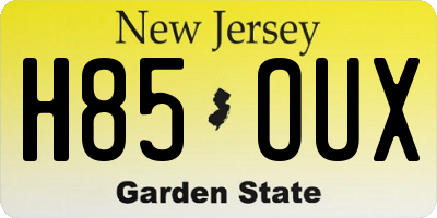 NJ license plate H85OUX