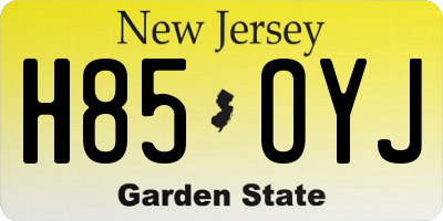 NJ license plate H85OYJ