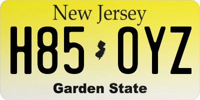 NJ license plate H85OYZ