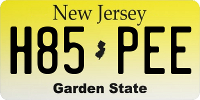 NJ license plate H85PEE