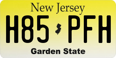 NJ license plate H85PFH
