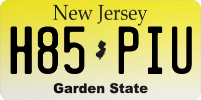 NJ license plate H85PIU