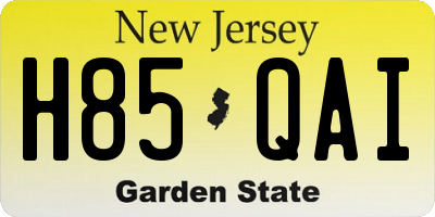 NJ license plate H85QAI