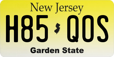 NJ license plate H85QOS