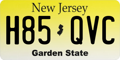 NJ license plate H85QVC