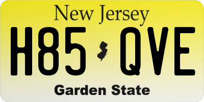 NJ license plate H85QVE