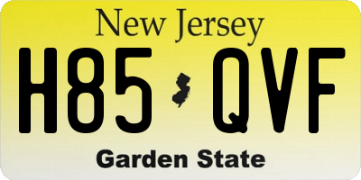 NJ license plate H85QVF