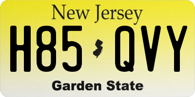 NJ license plate H85QVY