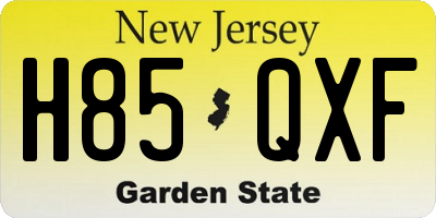 NJ license plate H85QXF