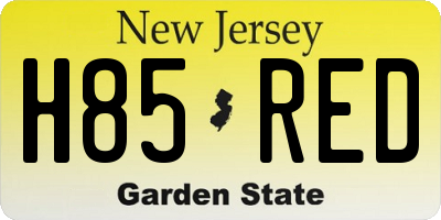 NJ license plate H85RED