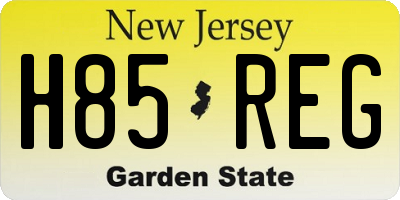 NJ license plate H85REG