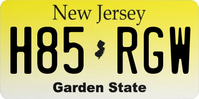 NJ license plate H85RGW