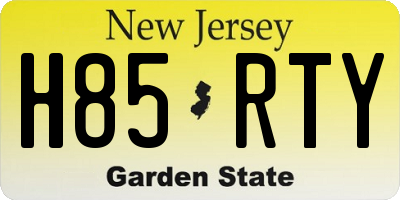 NJ license plate H85RTY