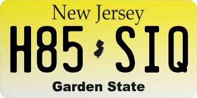 NJ license plate H85SIQ
