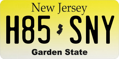 NJ license plate H85SNY