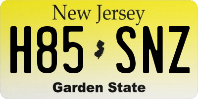 NJ license plate H85SNZ