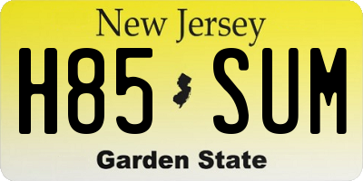 NJ license plate H85SUM