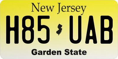 NJ license plate H85UAB