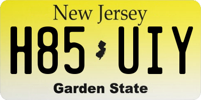 NJ license plate H85UIY