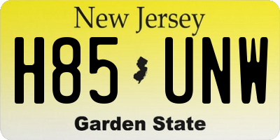 NJ license plate H85UNW