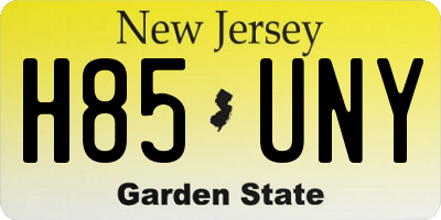 NJ license plate H85UNY