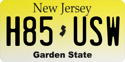 NJ license plate H85USW