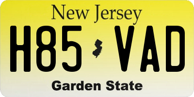 NJ license plate H85VAD
