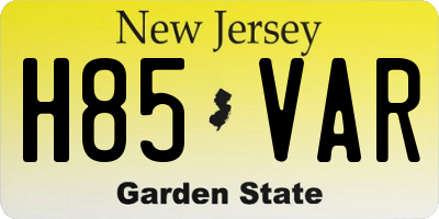 NJ license plate H85VAR