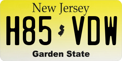 NJ license plate H85VDW