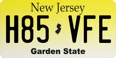 NJ license plate H85VFE