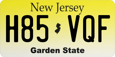 NJ license plate H85VQF