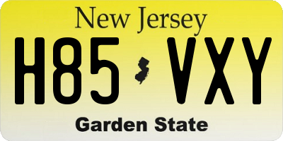 NJ license plate H85VXY