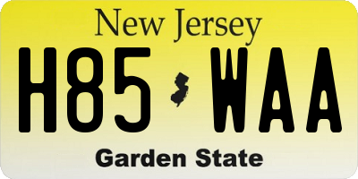 NJ license plate H85WAA