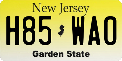 NJ license plate H85WAO