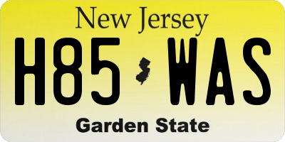 NJ license plate H85WAS