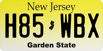 NJ license plate H85WBX