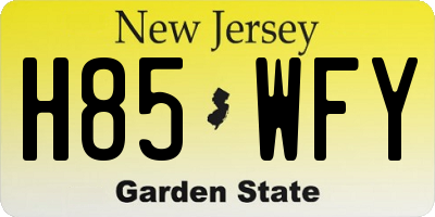 NJ license plate H85WFY