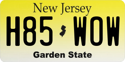 NJ license plate H85WOW