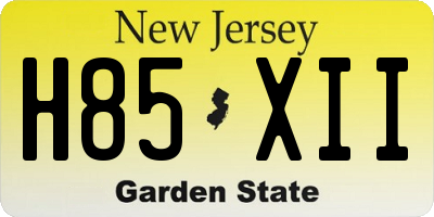 NJ license plate H85XII
