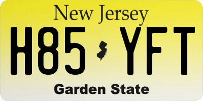 NJ license plate H85YFT