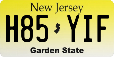 NJ license plate H85YIF