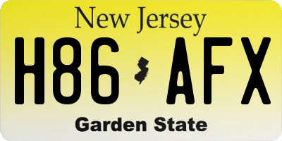 NJ license plate H86AFX