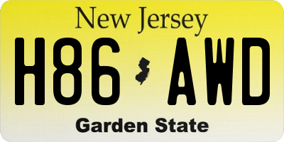 NJ license plate H86AWD