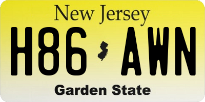 NJ license plate H86AWN