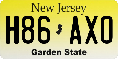 NJ license plate H86AXO
