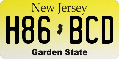 NJ license plate H86BCD