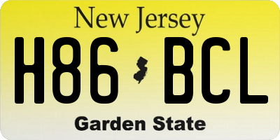 NJ license plate H86BCL