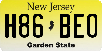 NJ license plate H86BEO