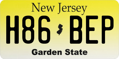 NJ license plate H86BEP