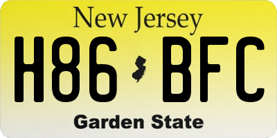 NJ license plate H86BFC